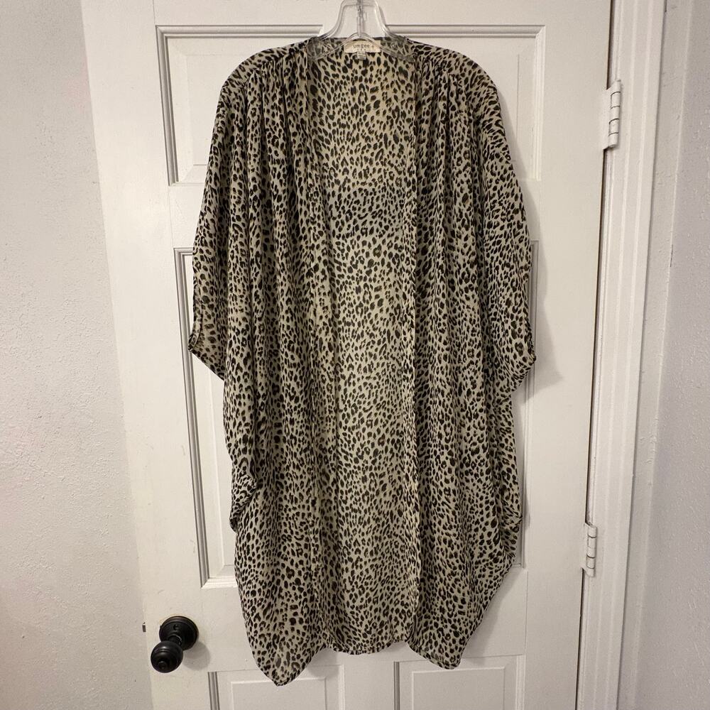 Umgee USA Leopard Print Cocoon Kimono Cardigan Sheer Duster1XL/2XL Fits All Size
